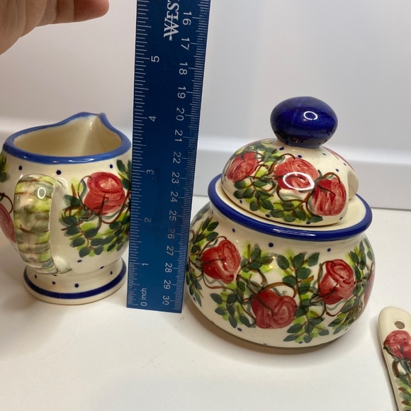 Polish Pottery Sugar bowl and creamer From Zaklady Ceramiczne Boleslawiec Unikat - Picture 13 of 14